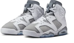 Air Jordan 6 Retro Kids' Grade School Basketball Shoes -Basketball Style Shop 384665 100 WhiteGrey AL