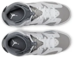 Air Jordan 6 Retro Kids' Grade School Basketball Shoes -Basketball Style Shop 384665 100 WhiteGrey TOP