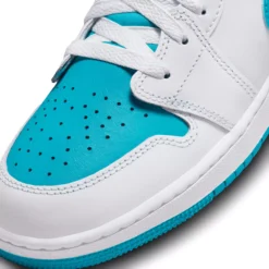 Jordan Kids' Grade School Air Jordan 1 Low Basketball Shoes -Basketball Style Shop 553560 174 WhiteAqua DET