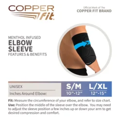 Copper Fit ICE Compression Elbow Sleeve -Basketball Style Shop CFICEELBOW CFIELLXL Black DET alt3