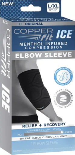 Copper Fit ICE Compression Elbow Sleeve -Basketball Style Shop CFICEELBOW CFIELLXL Black DET alt4