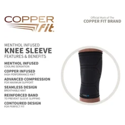 Copper Fit ICE Compression Knee Sleeve 20 Copper Fit ICE Compression Knee Sleeve -Basketball Style Shop CFICEKNEE CFIKNLXL Black DET alt8
