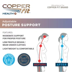 Copper Fit Posture Support -Basketball Style Shop CFPT1SZ4 Black DET