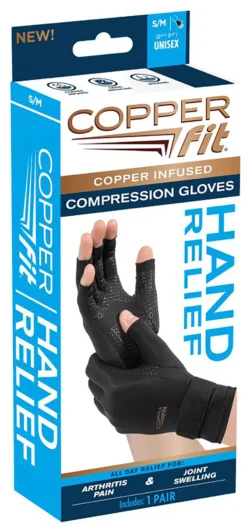 Copper Fit Hand Relief Compression Gloves 14 Copper Fit Hand Relief Compression Gloves -Basketball Style Shop CFRRGL LXL Black DET alt3