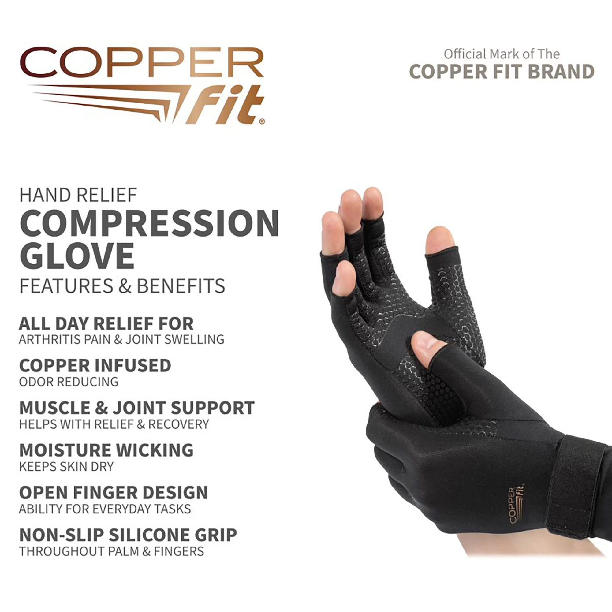 Copper Fit Hand Relief Compression Gloves 8 Copper Fit Hand Relief Compression Gloves - Image 8