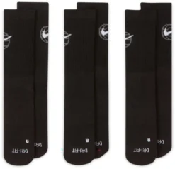 Nike Everyday Crew Basketball Socks - 3 Pack -Basketball Style Shop DA2123 010 BlackWhite FRT