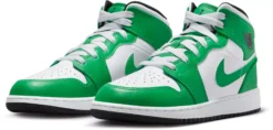 Jordan Kids' Grade School Air Jordan 1 Mid Basketball Shoes -Basketball Style Shop DQ8423 301 GreenBlackWhite AL
