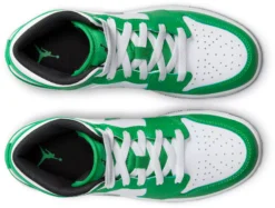 Jordan Kids' Grade School Air Jordan 1 Mid Basketball Shoes -Basketball Style Shop DQ8423 301 GreenBlackWhite TOP