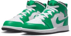 Jordan Kids' Preschool Air Jordan 1 Mid Basketball Shoes -Basketball Style Shop DQ8424 301 GreenBlackWhite AL
